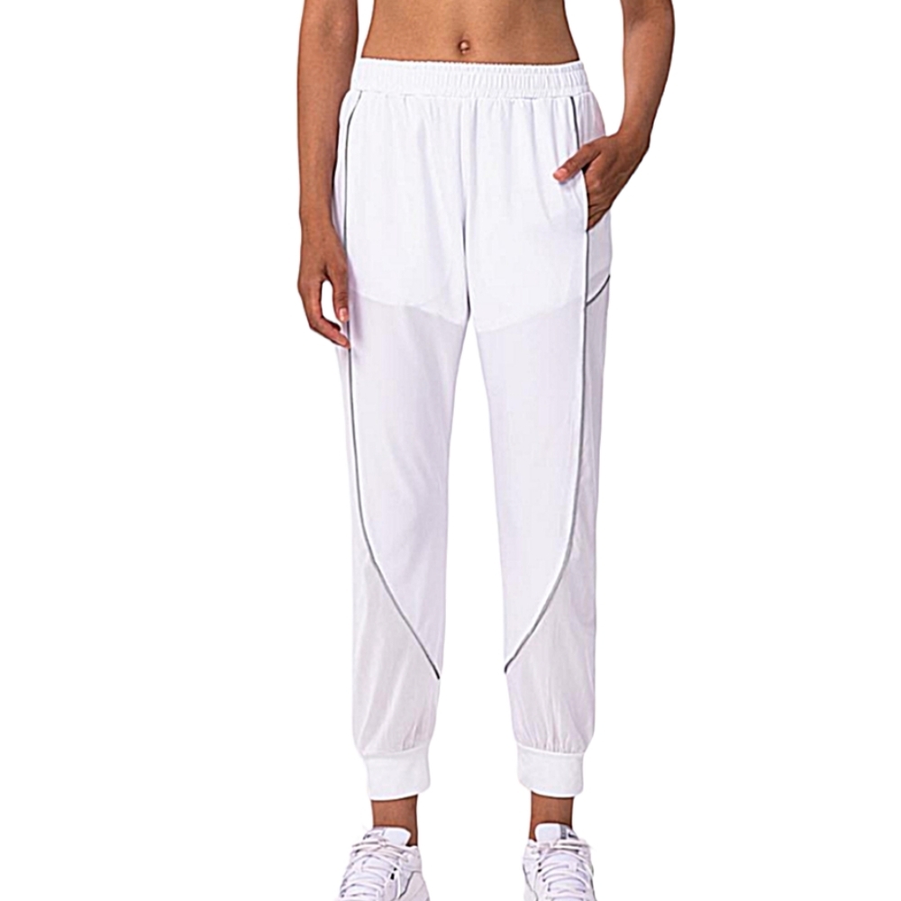 NWT Halara White High Waist Lightweight Contrast Seam 2-in-1 Athletic Joggers